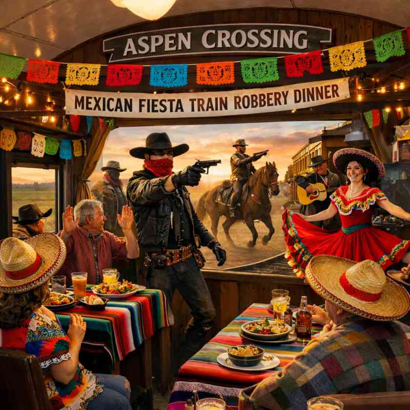 Mexican Fiesta TRAIN ROBBERY & Dinner at Aspen Crossing